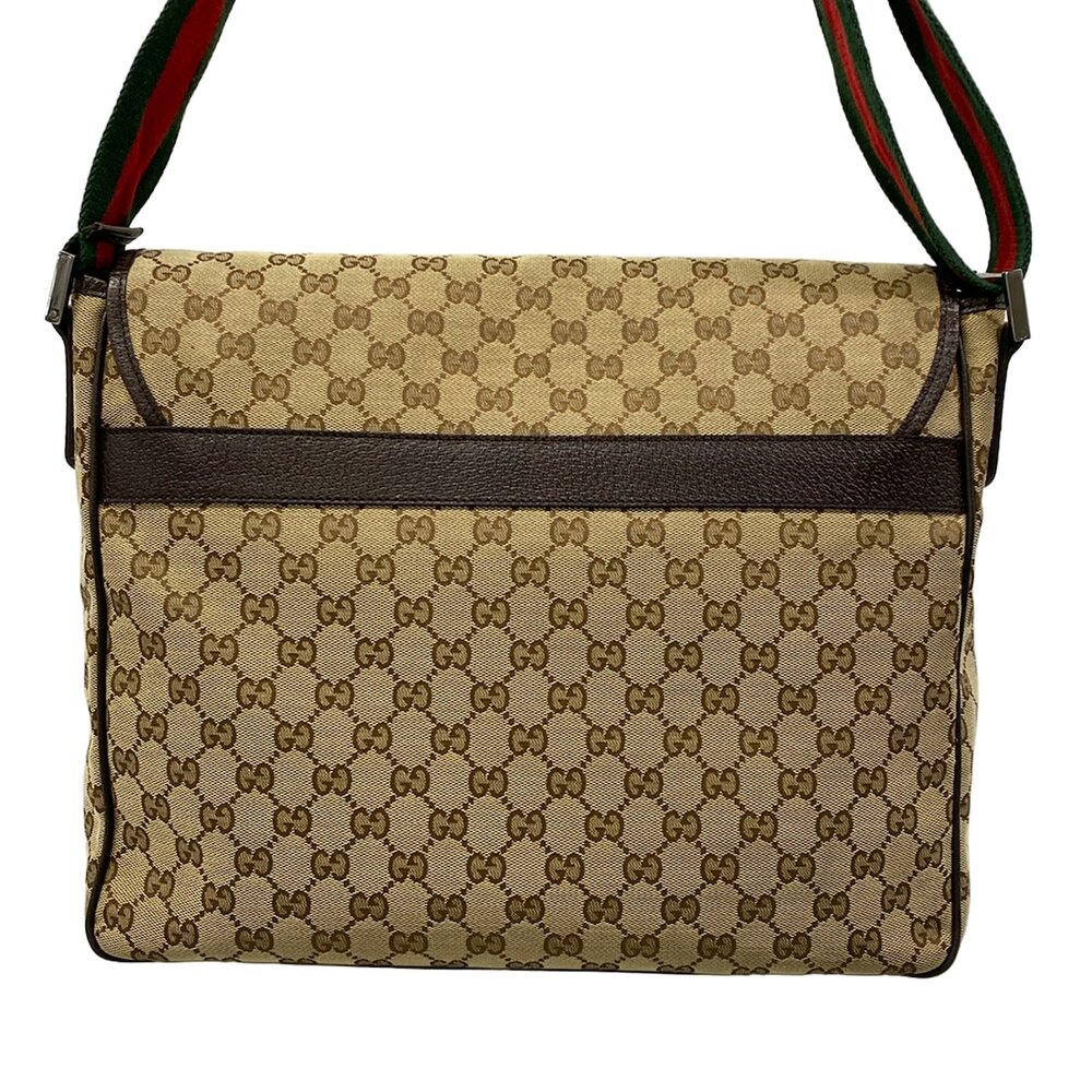 Gucci GG/Shelly Shoulder Bag 233052 Beige Dark Brown Jacquard Leather - Picture 3 of 15